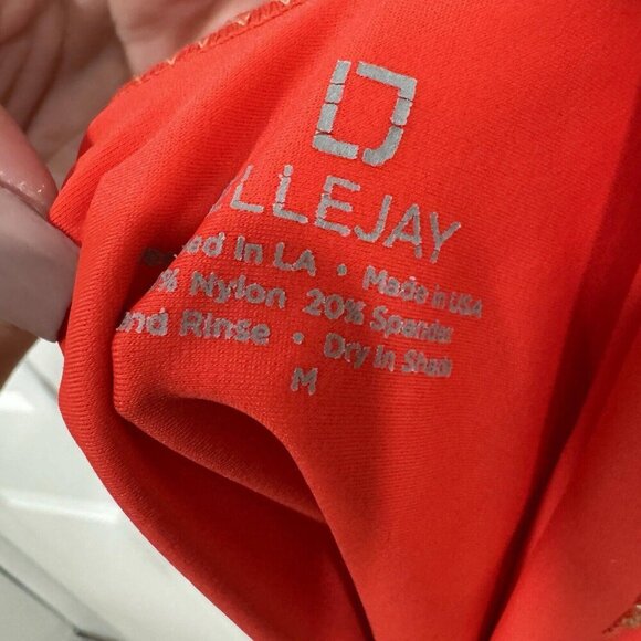 New Ellejay Swim wear Aubrey Red Orange Plunging V 1 Piece Bathing Suit Medium - Picture 4 of 10
